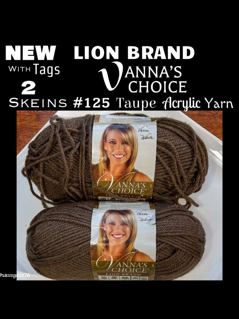 ▪️NWT▪️LION BRAND▪️VANNA'S CHOICE 2 Skeins #125 Taupe Acrylic Yarn